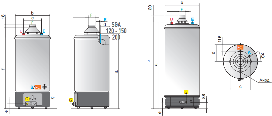 Водонагреватели газовые SGA 200 R 1